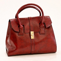 Vintage Ruby Top-Handle Satchel Bag